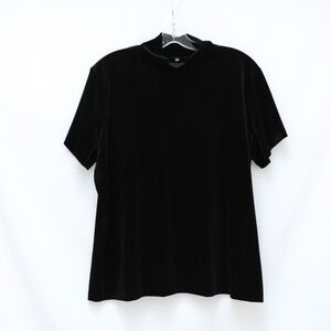 Anne Klein black velvet top plus size 2X mock neck short sleeve gothic evening